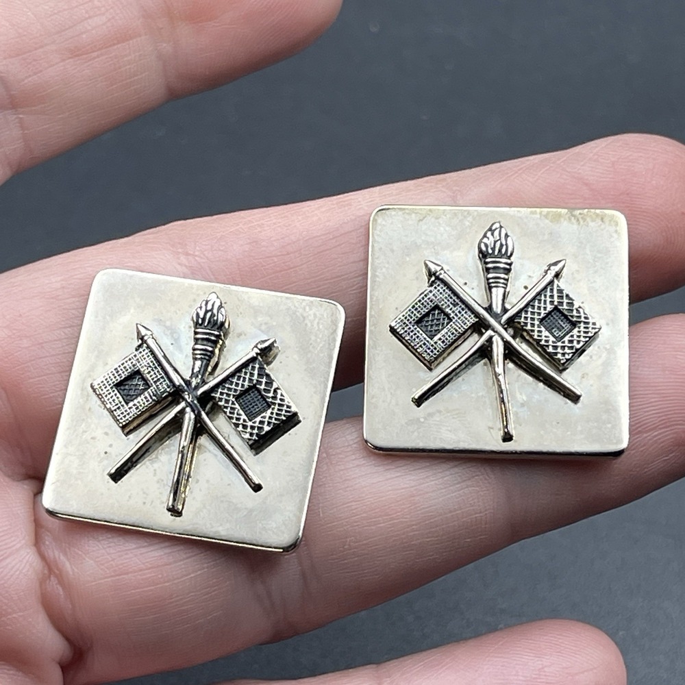 Vintage‎ Gemsco NY US Army Signal Corps Cufflinks WWII Korean War Era